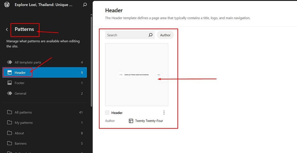 Header pattern