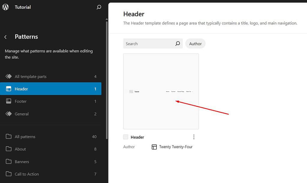 Header section