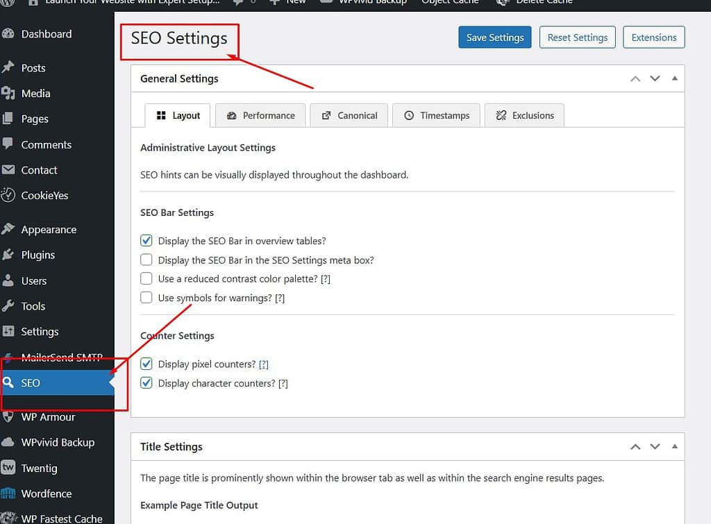 SEO Settings